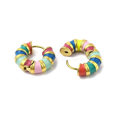 Круглые серьги-кольца с эмалью EJEW-Q704-05G-06-1