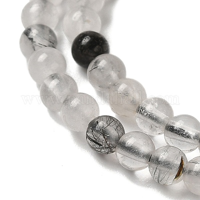 Нити бусин из натурального черного рутилированного кварца G-B090-A01-03-1