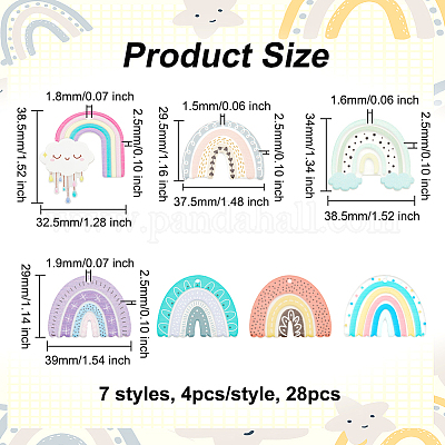 28 шт. 7 стиля подвесок из прозрачной и непрозрачной смолы с принтом RESI-OC0001-64-1