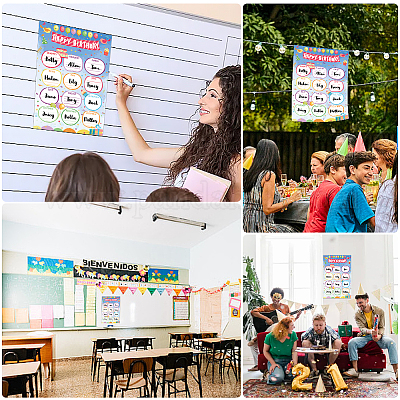 2шт многоразовые плакаты с надписью «С Днем Рождения» AJEW-WH0671-001-1