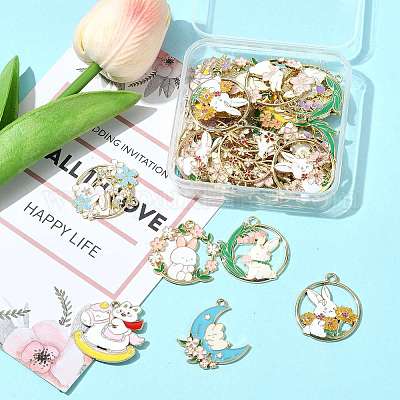 30шт 15 стиля подвески из сплава с эмалью ENAM-FS0003-64-1