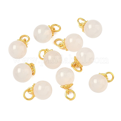 Круглые подвески из натурального белого халцедона G-P577-04G-1