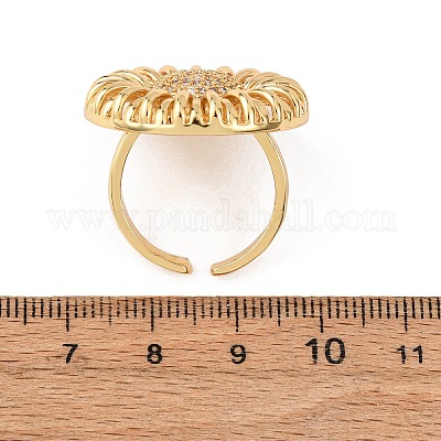 Регулируемые латунные кольца-манжеты с микропаве из кубического циркония для женщин&nbsp;RJEW-B139-06G-1