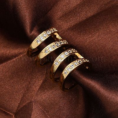 Серьги-манжеты из латуни с микропаве и прозрачным циркониевым покрытием для женщин EJEW-C125-24A-G-1