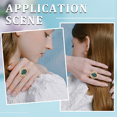 3 шт. регулируемое латунное кольцо с микропаве из прозрачного кубического циркония ZIRC-BBC0001-94-1