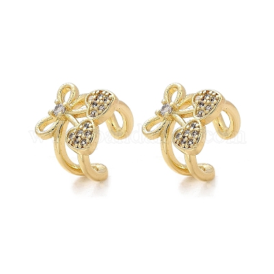 Латунные серьги-манжеты из прозрачного кубического циркония EJEW-Q045-02G-1