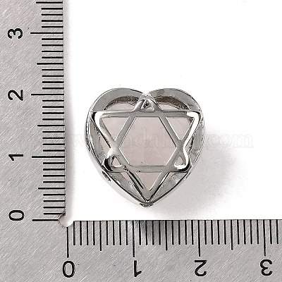 Многорядные звенья из латуни с натуральным розовым кварцем в форме сердца G-B149-13P-03-1