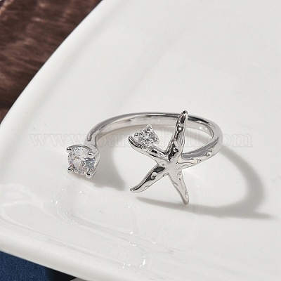 Манжеты из латуни с микро паве кубический цирконий для женщин RJEW-H256-08P-1