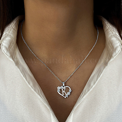 Ожерелья с подвеской в виде цветка и сердца из сплава для женщин FS-WGC56A9-05-1