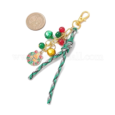 Подвесные украшения из сплава эмали и стекла на рождественскую тематику HJEW-JM03732-1