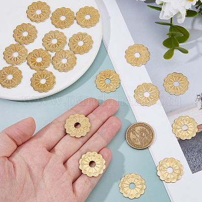 20 шт. латунные цветочные шайбы KK-FH0008-16G-1