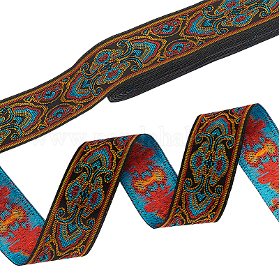 Жаккардовые ленты из полиэстера и цветов в этническом стиле длиной 7 м. OCOR-WH0091-72B-01-1