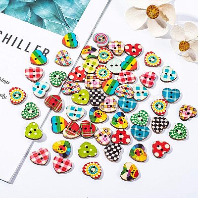 Окрашенные деревянные пуговицы  BUTT-UN0001-01-1