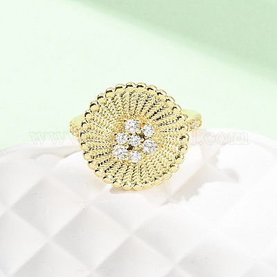 Регулируемые латунные кольца-манжеты с микропаве из кубического циркония для женщин RJEW-B139-07G-01-1