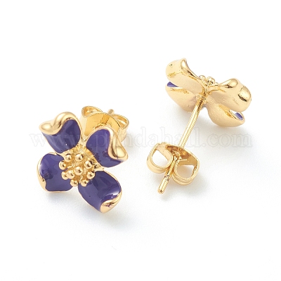 Серьги-гвоздики из латуни EJEW-J101-22G-02-1