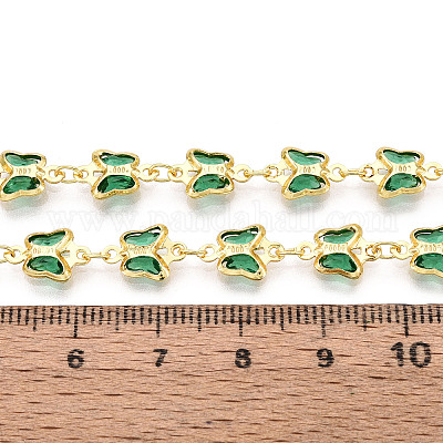 Латунные стеклянные цепочки-подвески в виде бабочек CHC-T018-11E-G-1