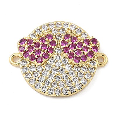 Покрытие стойки латунь микро-паве прозрачный кубический цирконий плоские круглые подвески-соединители KK-A234-040G-01-1