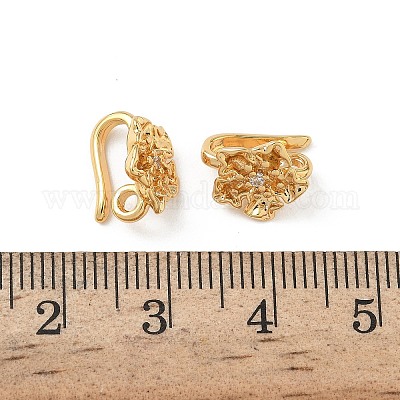 Плоские круглые застежки-кольца из латуни с микропаве из кубического циркония KK-Z136-57E-G-1