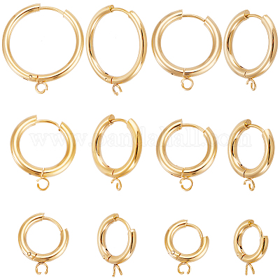 12 шт. фурнитура для сережек-колец Huggie Hoop из нержавеющей стали 6 размера 201 STAS-UN0045-55-1