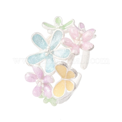 Регулируемые латунные эмалевые манжеты с открытыми кольцами RJEW-P172-04B-MS-1