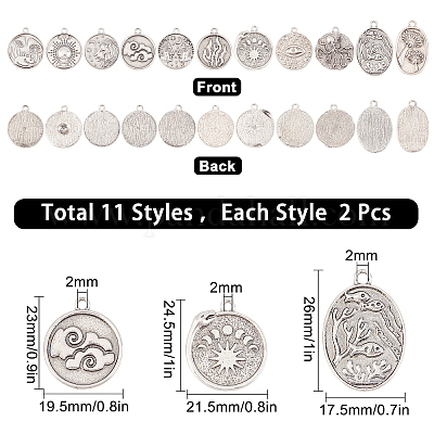 22 шт. 11 стиля подвески из сплава в тибетском стиле с эмалевыми оправами FIND-SC0002-23-1