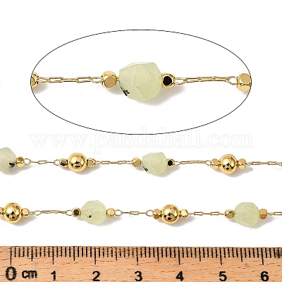 Цепочки из круглых бусин из пренита ручной работы CHC-F021-01G-01-1