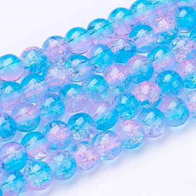 Окрашенного распылением треск стеклянные бусы нити CCG-Q001-6mm-19-1