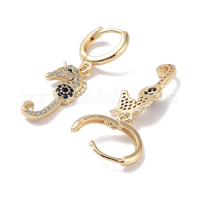 Серьги с подвесками из латуни с покрытием из настоящего 18-каратного золота EJEW-L269-027G-02-1