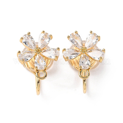 Фурнитура для ушей из латуни с микропаве из кубического циркония KK-F898-19B-G-1