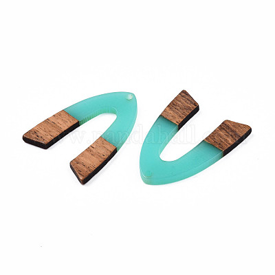 Подвески из прозрачной смолы и ореха RESI-N025-029-C04-1