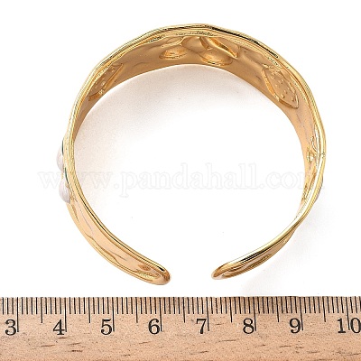 Браслеты-манжеты из нержавеющей стали 304 с эмалью для женщин BJEW-B159-02G-1