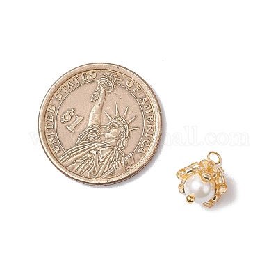 Подвески-цветы из бисера в форме цилиндра PALLOY-MZ00705-1