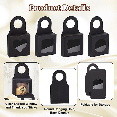 48 шт. 4-х стилевые квадратные подарочные коробки для хранения из крафт-бумаги с окном из ПВХ и ручкой с отверстием CON-PH0003-05A-1