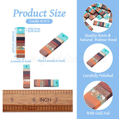 Полупрозрачные подвески из смолы и орехового дерева RESI-TAC0017-47-A03-1