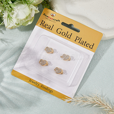 6 шт. латунные застежки-коробочки с микропаве из прозрачного кубического циркония KK-BBC0019-67-1
