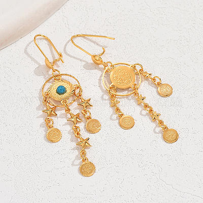 Экзотические винтажные латунные плоские круглые серьги-кольца SI2517-1