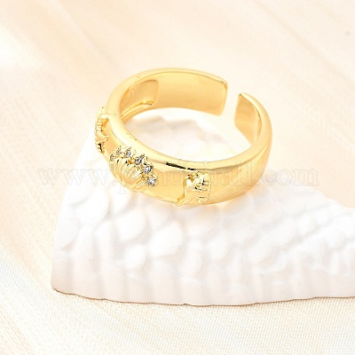 Кольца-манжеты с микропаве из латуни и кубическими цирконами в морском стиле для женщин RJEW-F184-17I-G-1