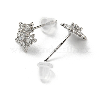 Латунные серьги-гвоздики на рождественскую тематику EJEW-D062-01K-P-1