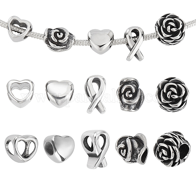 10 шт. 5 стиля 304 нержавеющая сталь европейские бусины STAS-GA0001-82-1