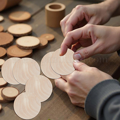 Необработанные деревянные плоские круглые вырезы WOOD-WH0050-042D-1