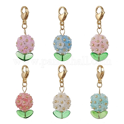 Гортензия акриловые и стеклянные бусины подвесные украшения HJEW-MZ00217-1