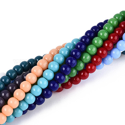 Непрозрачные сплошные цветные стеклянные бусины GLAA-N058-8mm-A01-1
