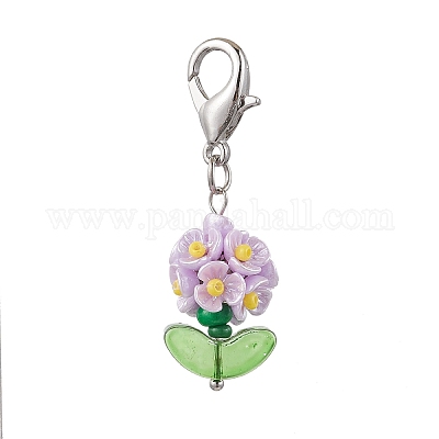 Подвесные украшения из смолы и стеклянных бусин HJEW-MZ00169-04-1