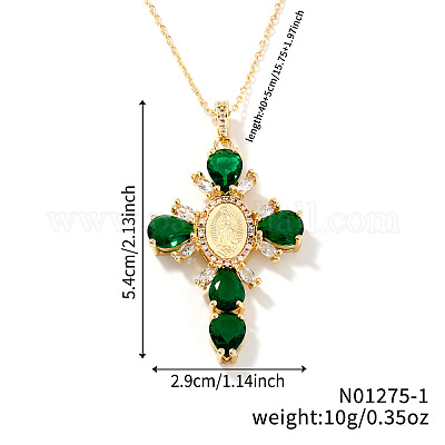 Латунные подвески с изображением креста Девы Марии из кубического циркония FU1040-1-1