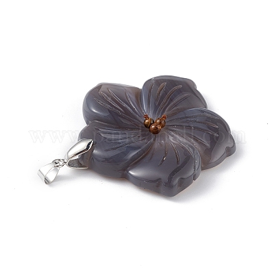 Естественно серый агат большие кулоны G-B040-01P-04-1