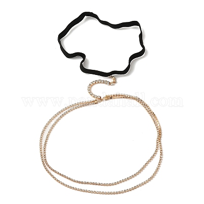 Цепочка на бедро из сплава с кисточками и кристаллами и стразами AJEW-G059-01A-G-1