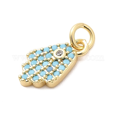 Латунные подвески-хамса с микропаве из кубических цирконий KK-H529-13G-1