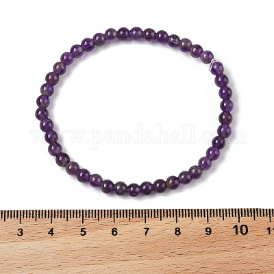 Природный аметист круглая бусина браслеты простирания X-BJEW-L594-B08-1