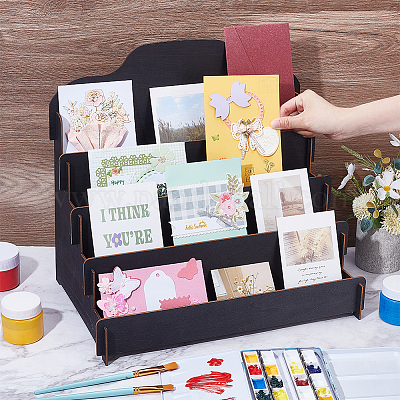 4-уровневые деревянные подставки для держателей карт ODIS-WH0078-53B-1