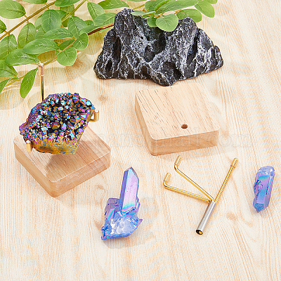 Квадратные деревянные мольберты из хрусталя с железным держателем ODIS-WH0038-28B-G-1